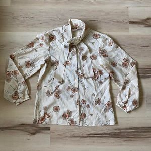 Vintage 80s Neck Bow Blouse, Size S